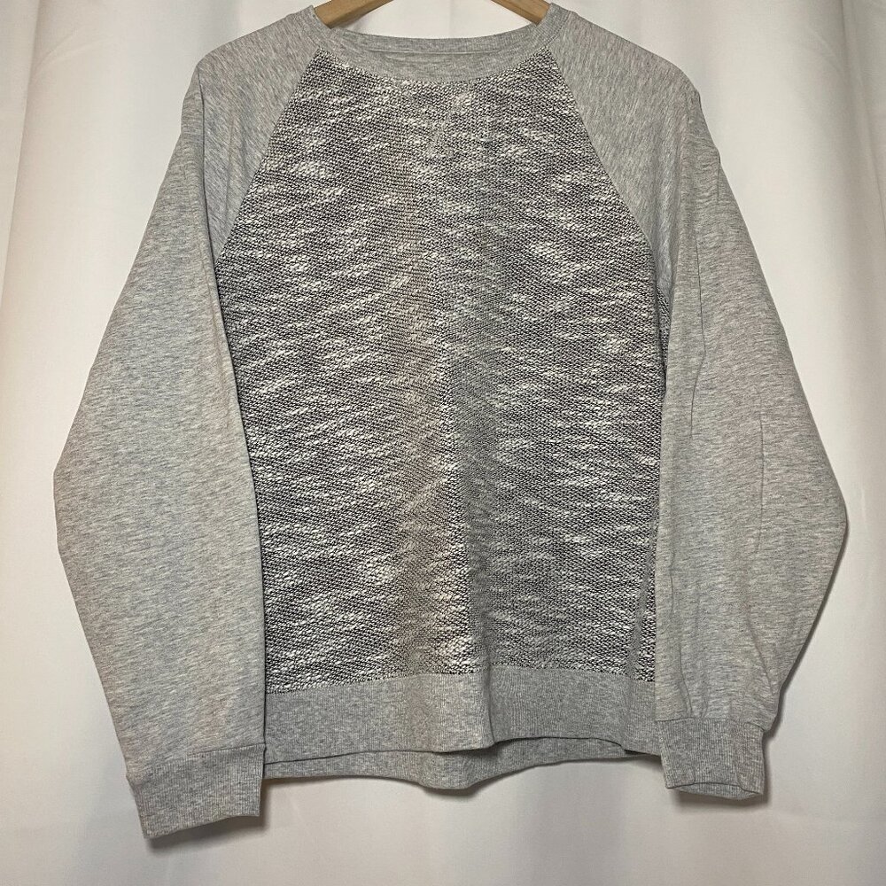 Sonoma Goods for Life Sweatshirt Womens L Gray Textured Front Jersey Sleeve EUC